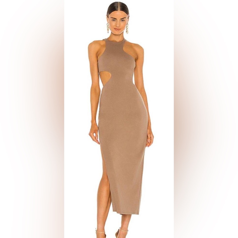 Stockholm Atelier Taupe cutout bodycon dress size 4